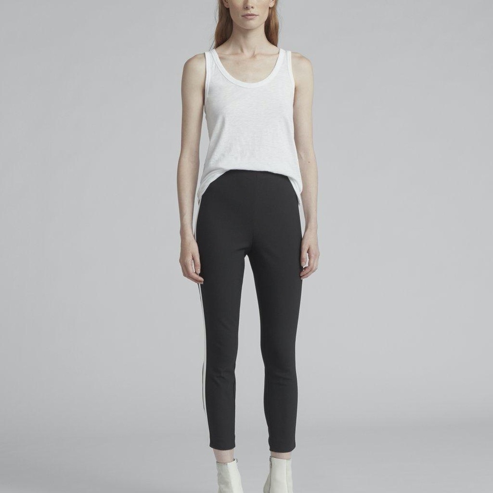 rag & bone Simone Black Straight Leg Pants with Side Stripe
